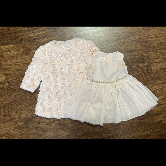 Formal Dress with Rhinestone type design and faux fur overcoat - Picture 1 of 3